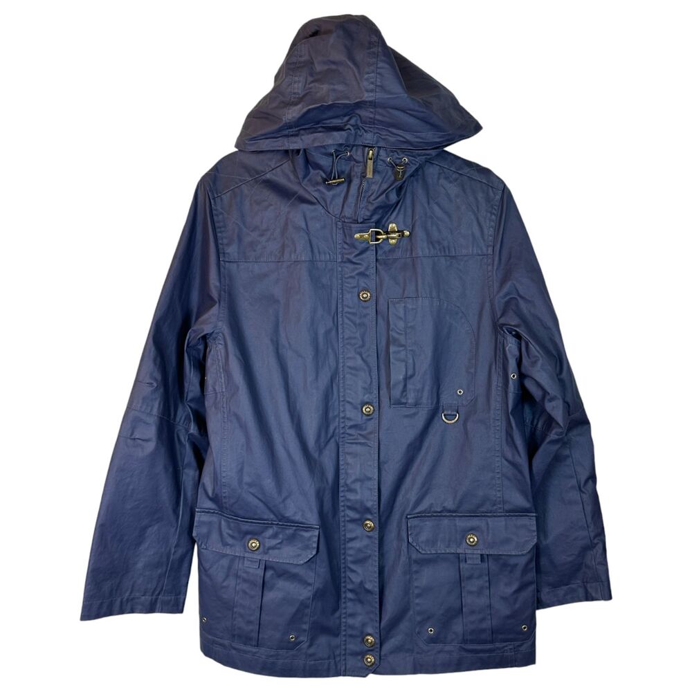 Lauren Naval Supply Company Field Coat Jacket Navy Blue Waxed Women's Medium